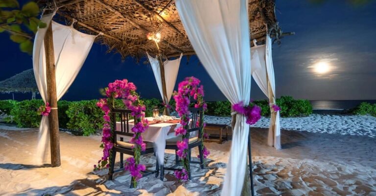 Sunset over the Indian Ocean at Next Paradise Boutique Resort beach