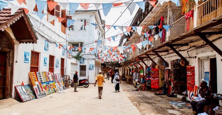 Local people on a street in Stone Town